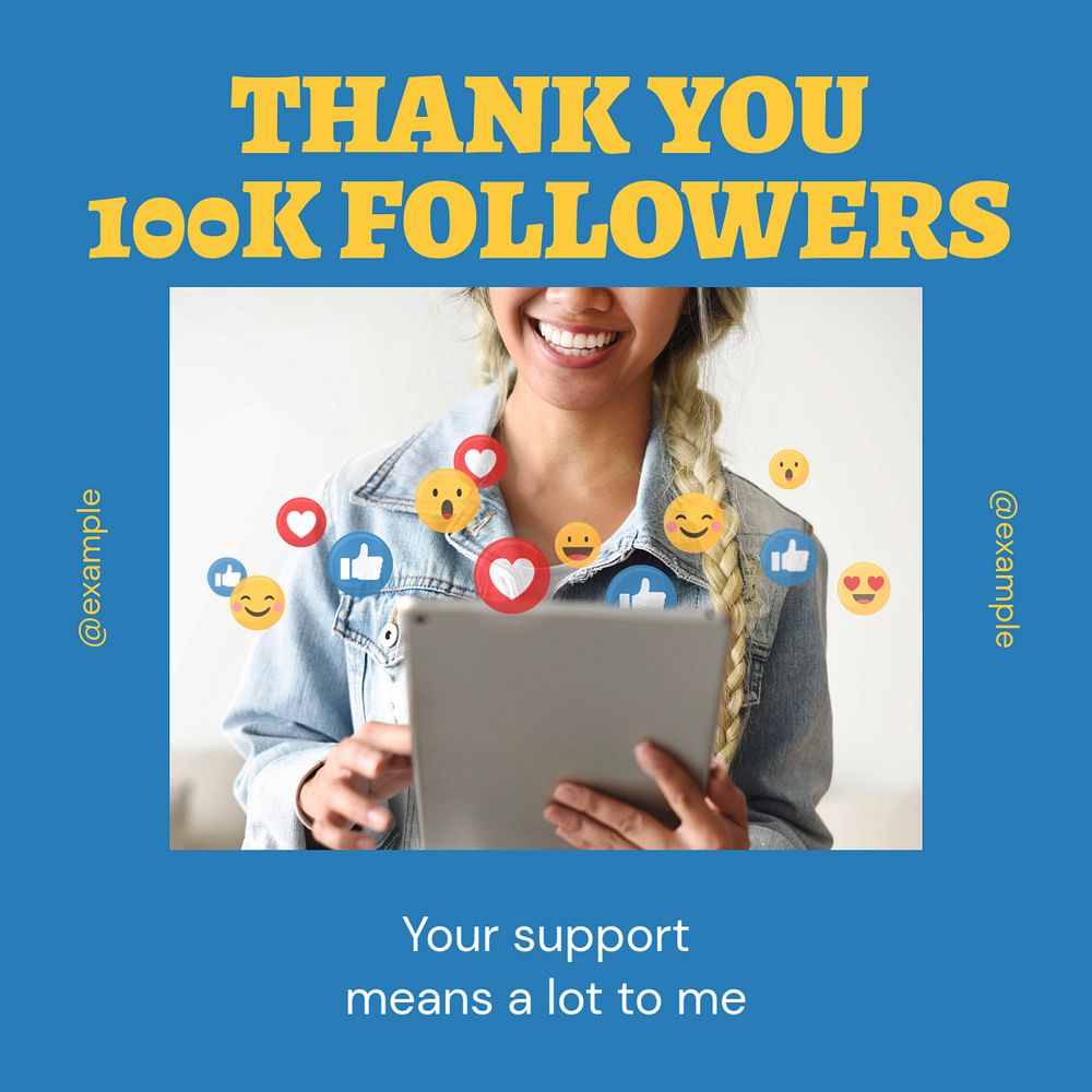 Thank you followers Instagram post template, editable text