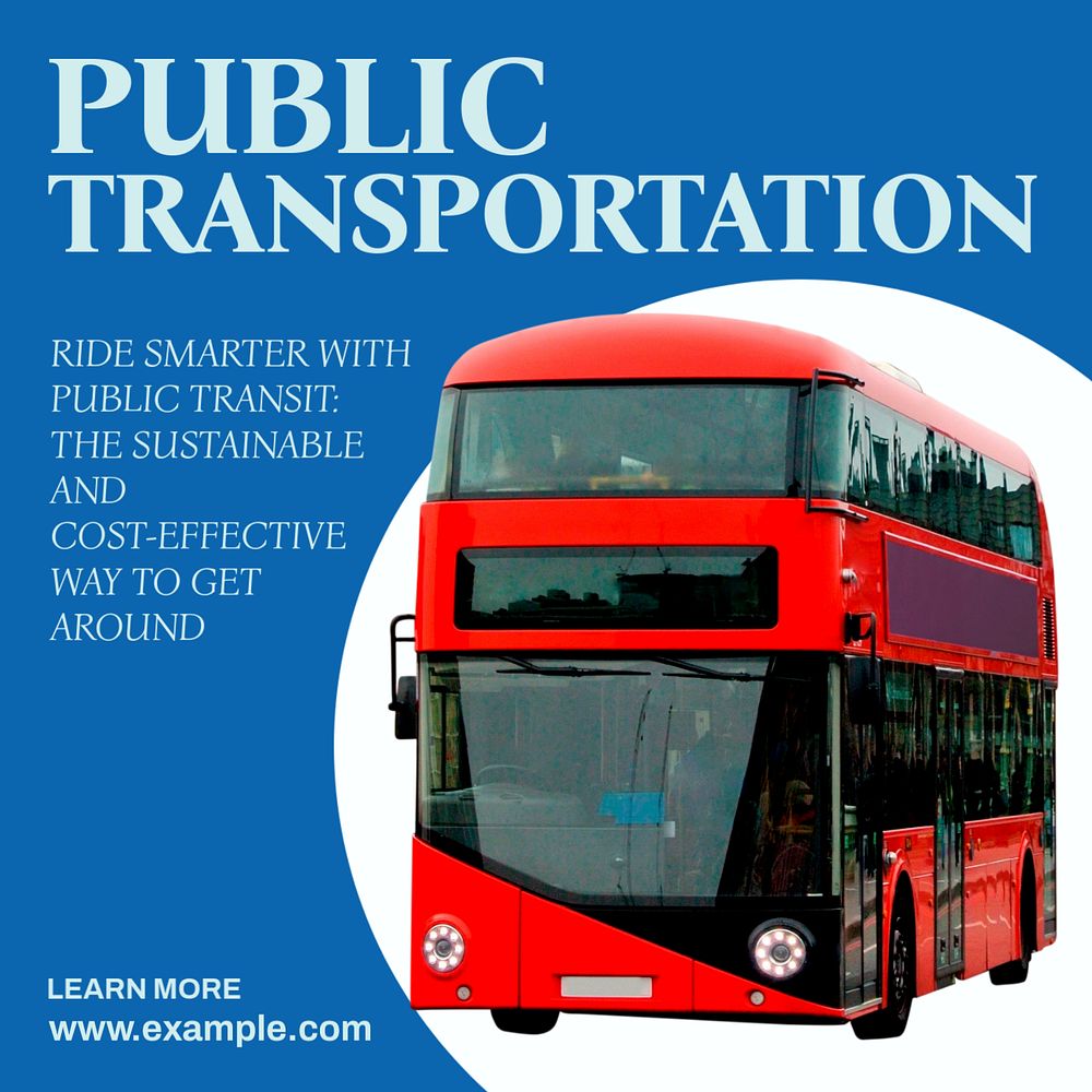 Public transportation Instagram post template, editable text