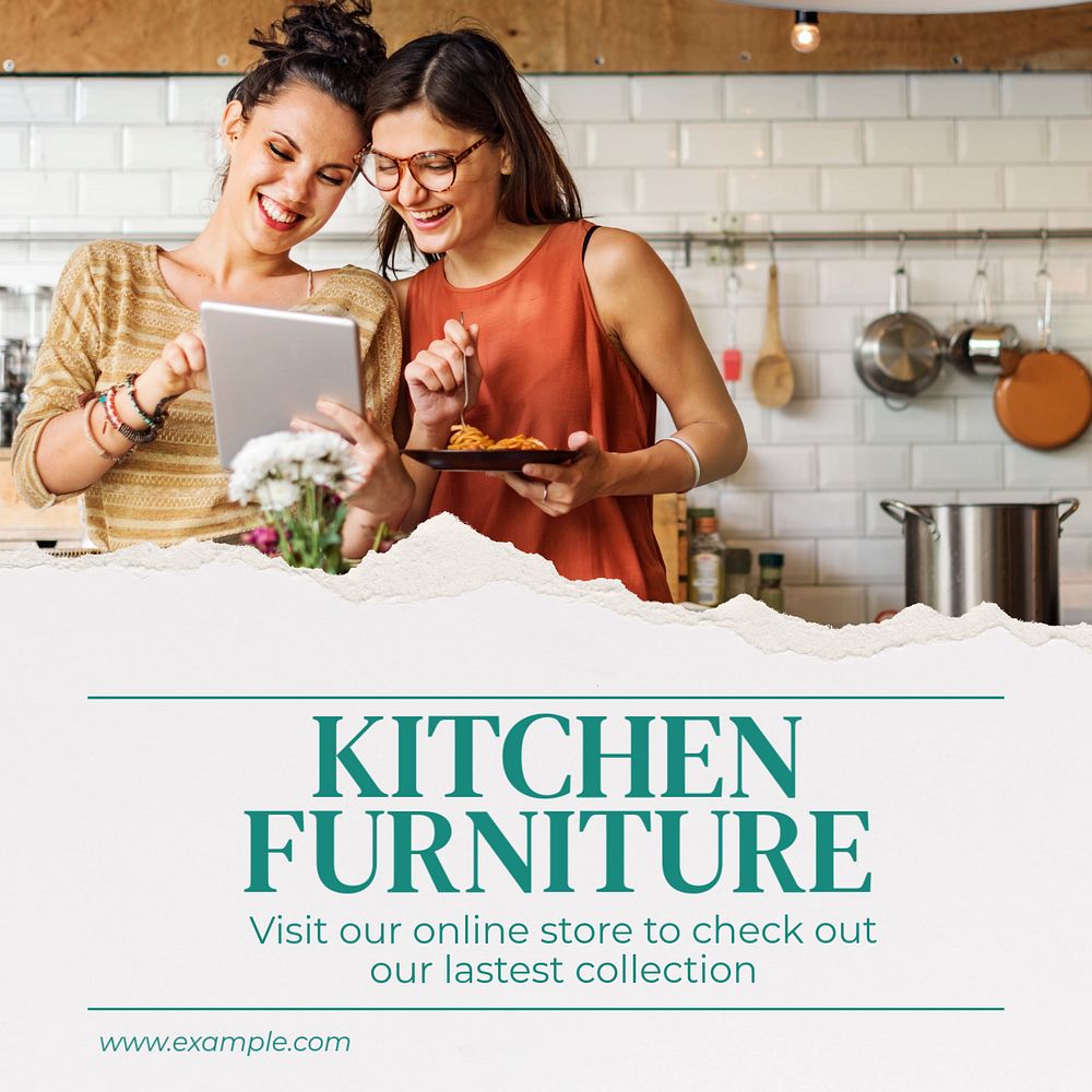 Kitchen furniture Instagram post template, editable text