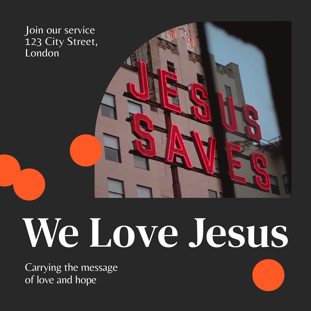 We love Jesus Instagram post template, editable text