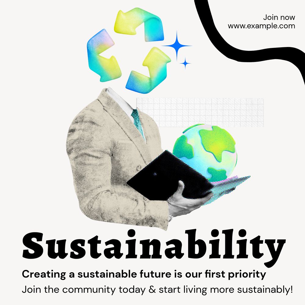 Sustainable community Instagram post template, editable text