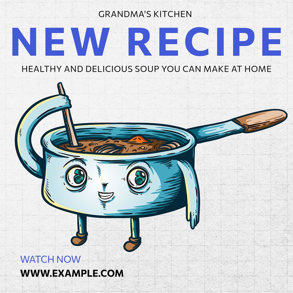 New recipe Instagram post template, editable text