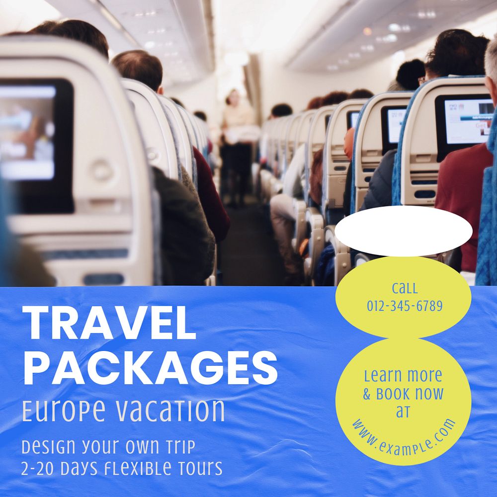 Travel package Instagram post template, editable text