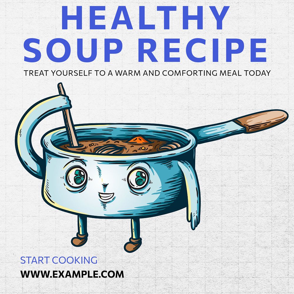 Healthy soup recipe Instagram post template, editable text