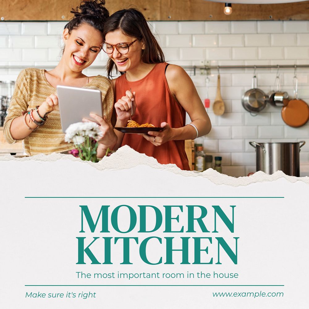 Kitchen design Instagram post template, editable text