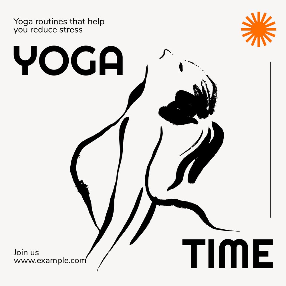 Yoga Instagram post template, editable text