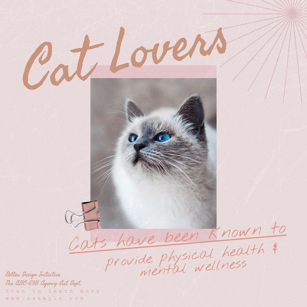 Cat lovers Instagram post template, editable text