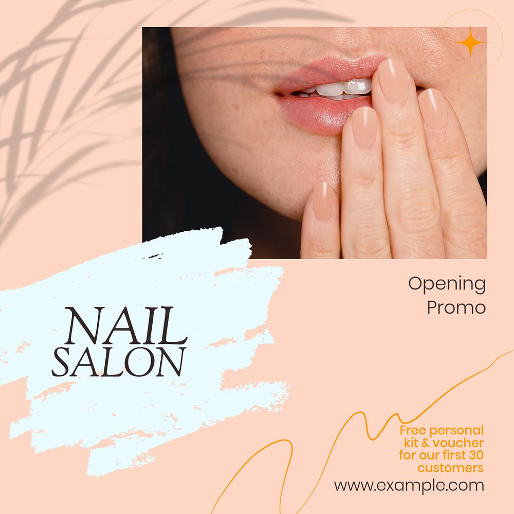 Nail salon Instagram post template, editable text