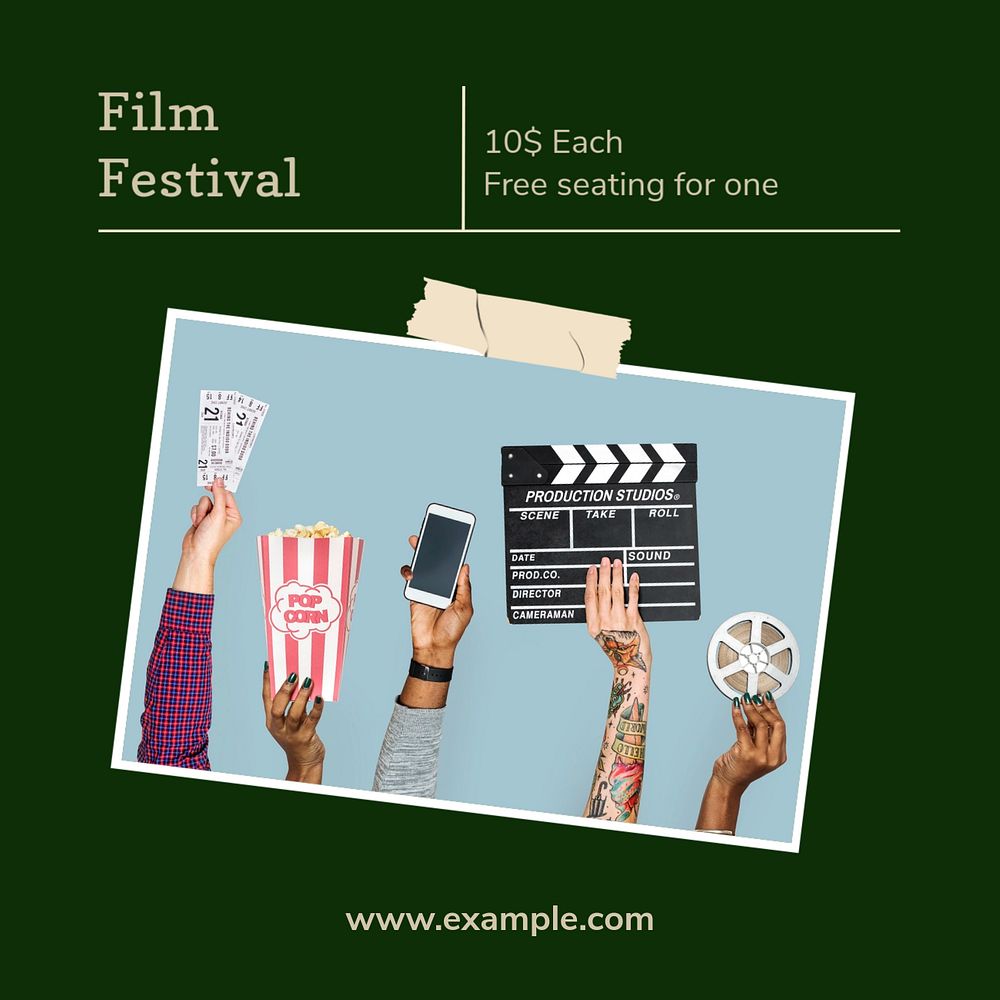 Film festival Instagram post template, editable text