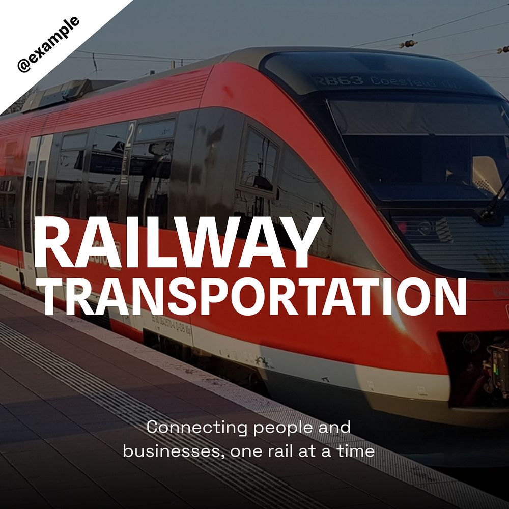 Railway transportation Instagram post template, editable text