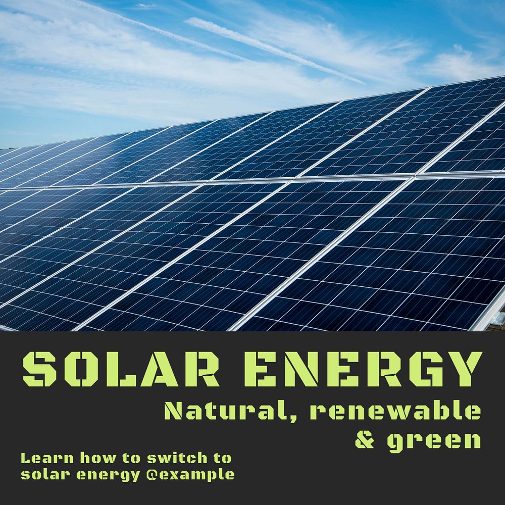 Solar energy Instagram post template, editable text