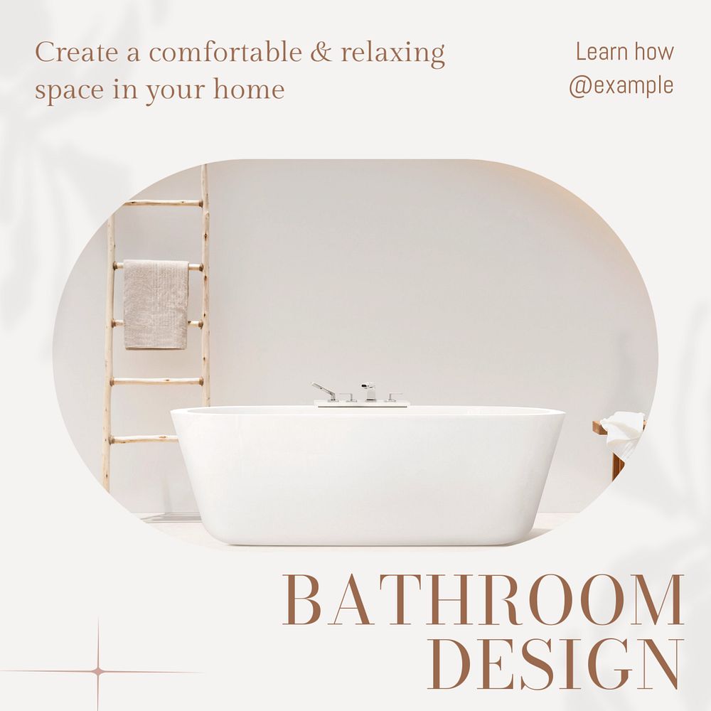 Bathroom design Instagram post template, editable text