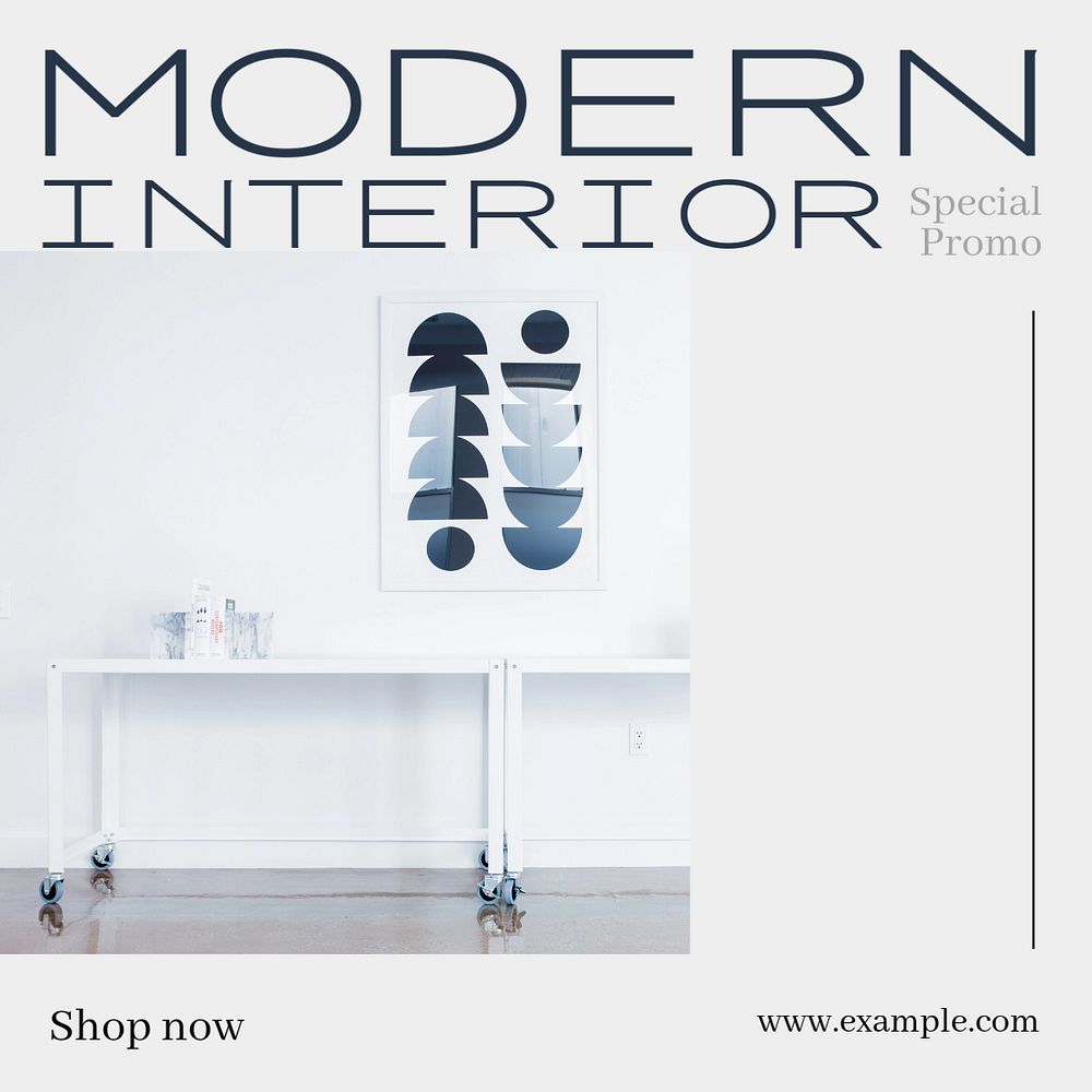 Modern interior Instagram post template, editable text