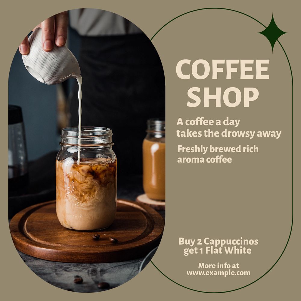 Coffee shop Instagram post template, editable text