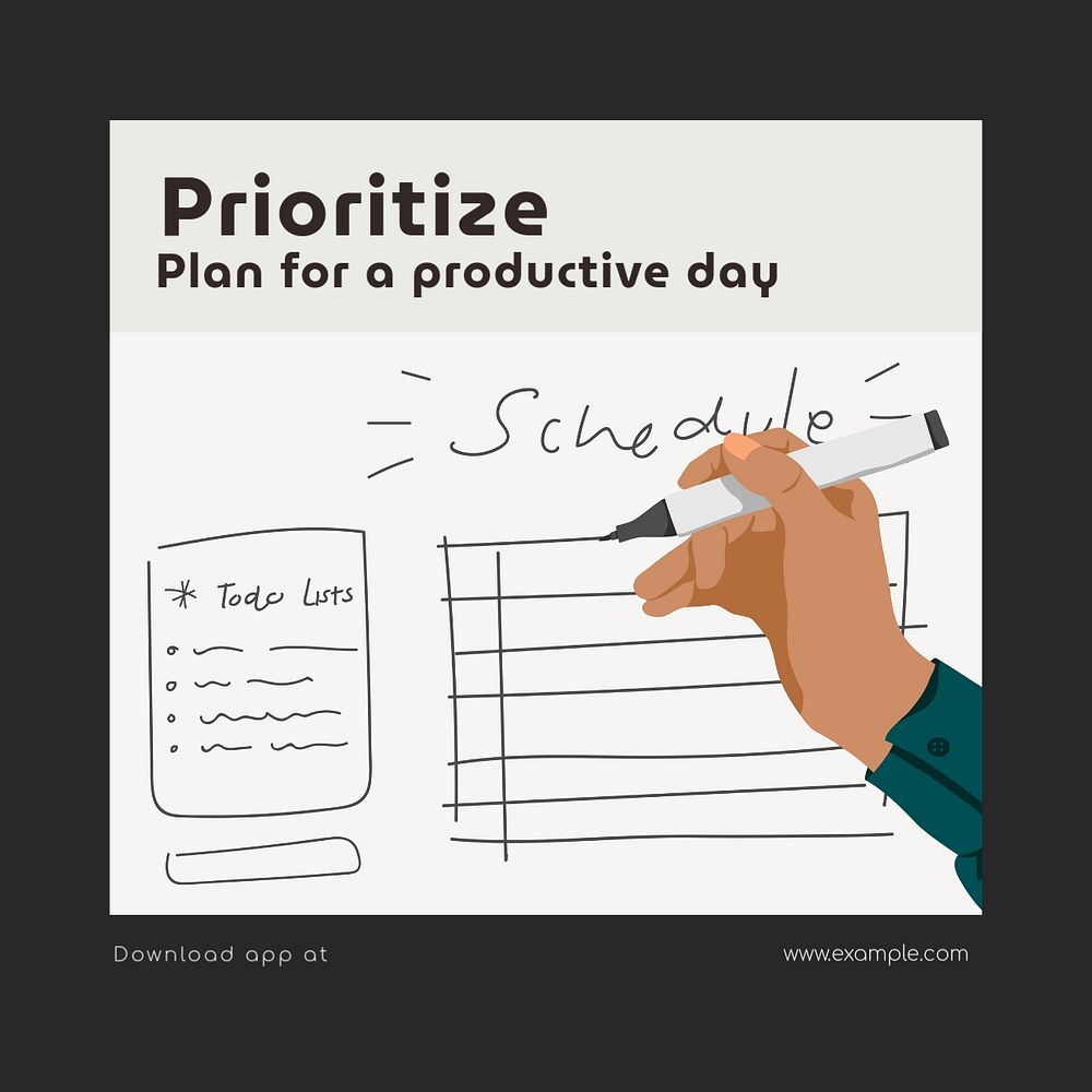 Prioritize Instagram post template, editable text