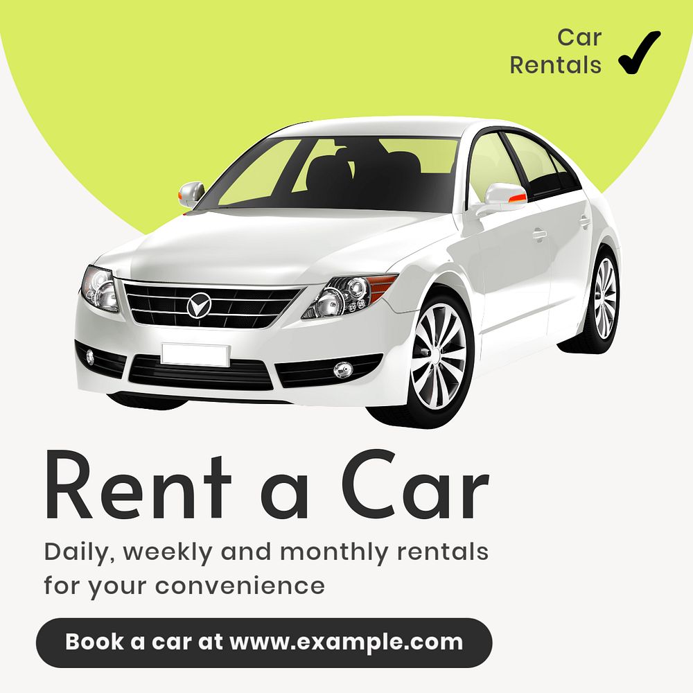 Car rental Instagram post template, editable text