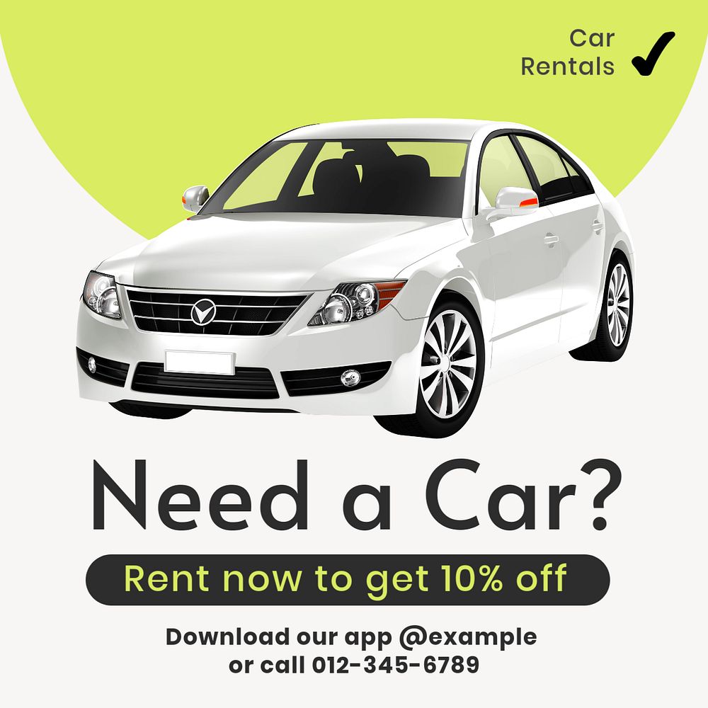 Car rental Instagram post template, editable text