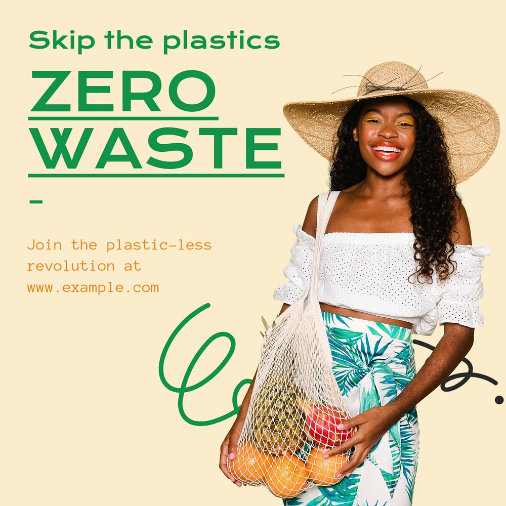 Zero waste living Instagram post template, editable text