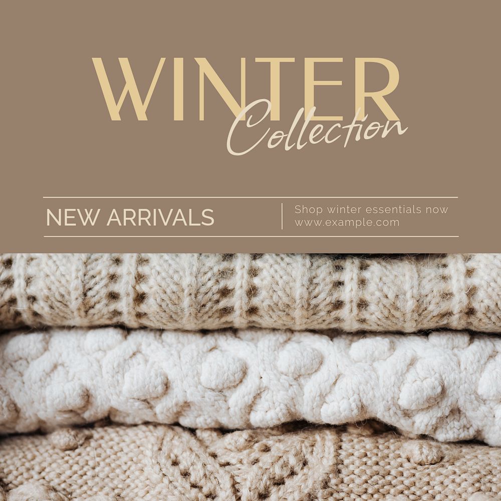 Winter collection Instagram post template, editable text