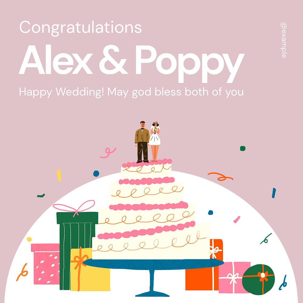 Congratulations wedding Instagram post template, editable text