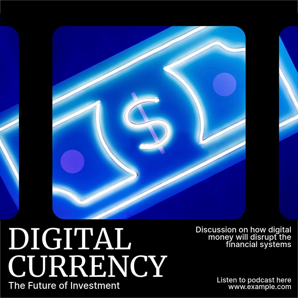 Digital currency Instagram post template, editable text