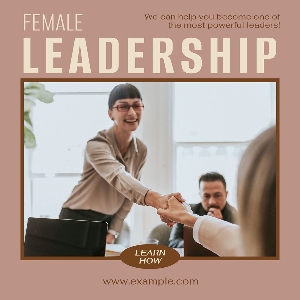 Female leadership Instagram post template, editable text