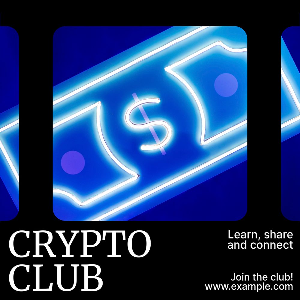 Crypto Club Instagram post template, editable text