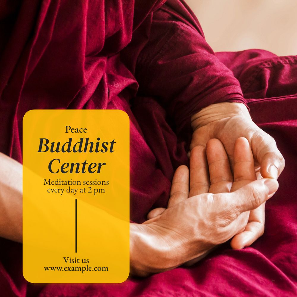 Buddhist center Instagram post template, editable text