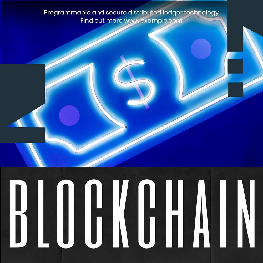 Blockchain Instagram post template, editable text