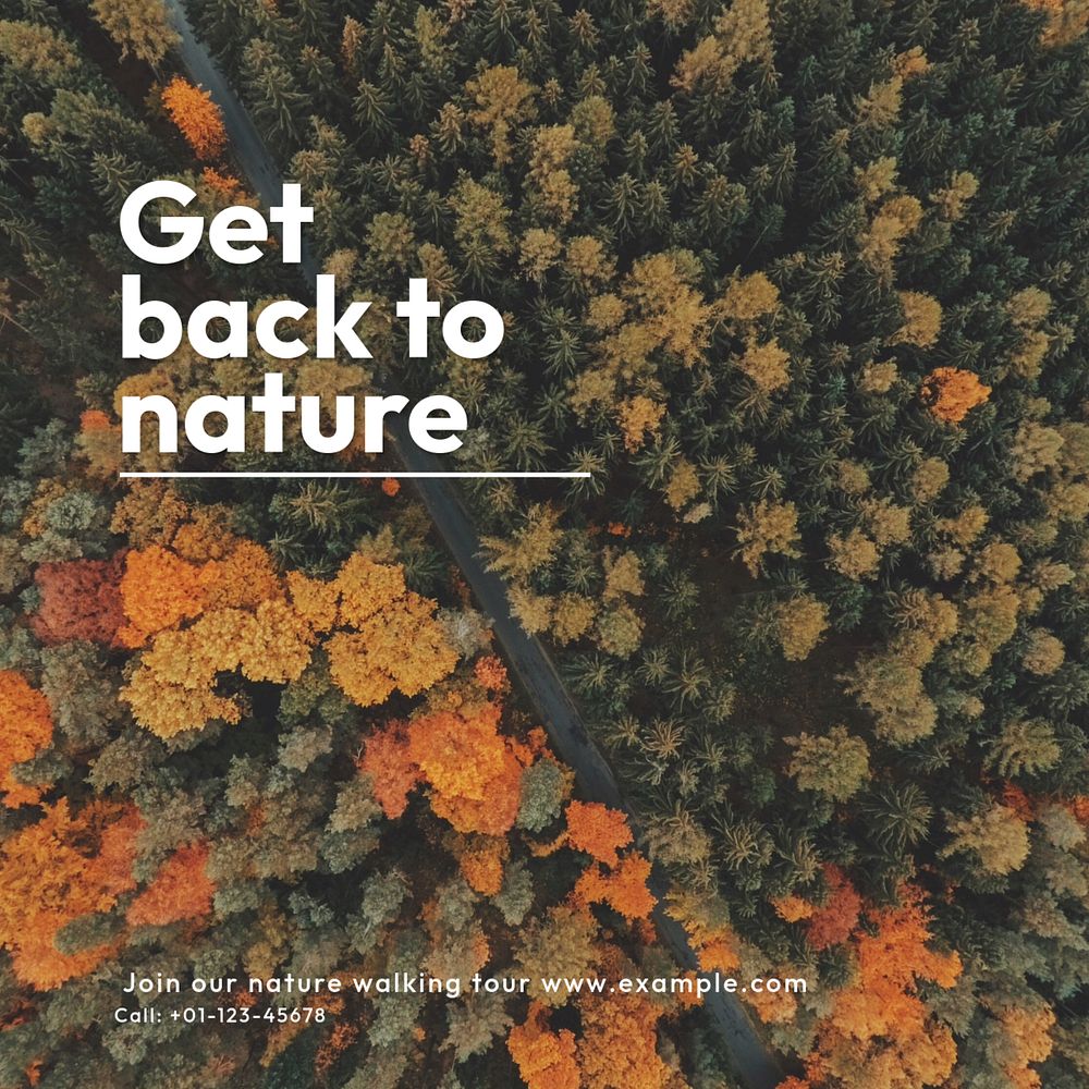 Get back to nature Instagram post template, editable text