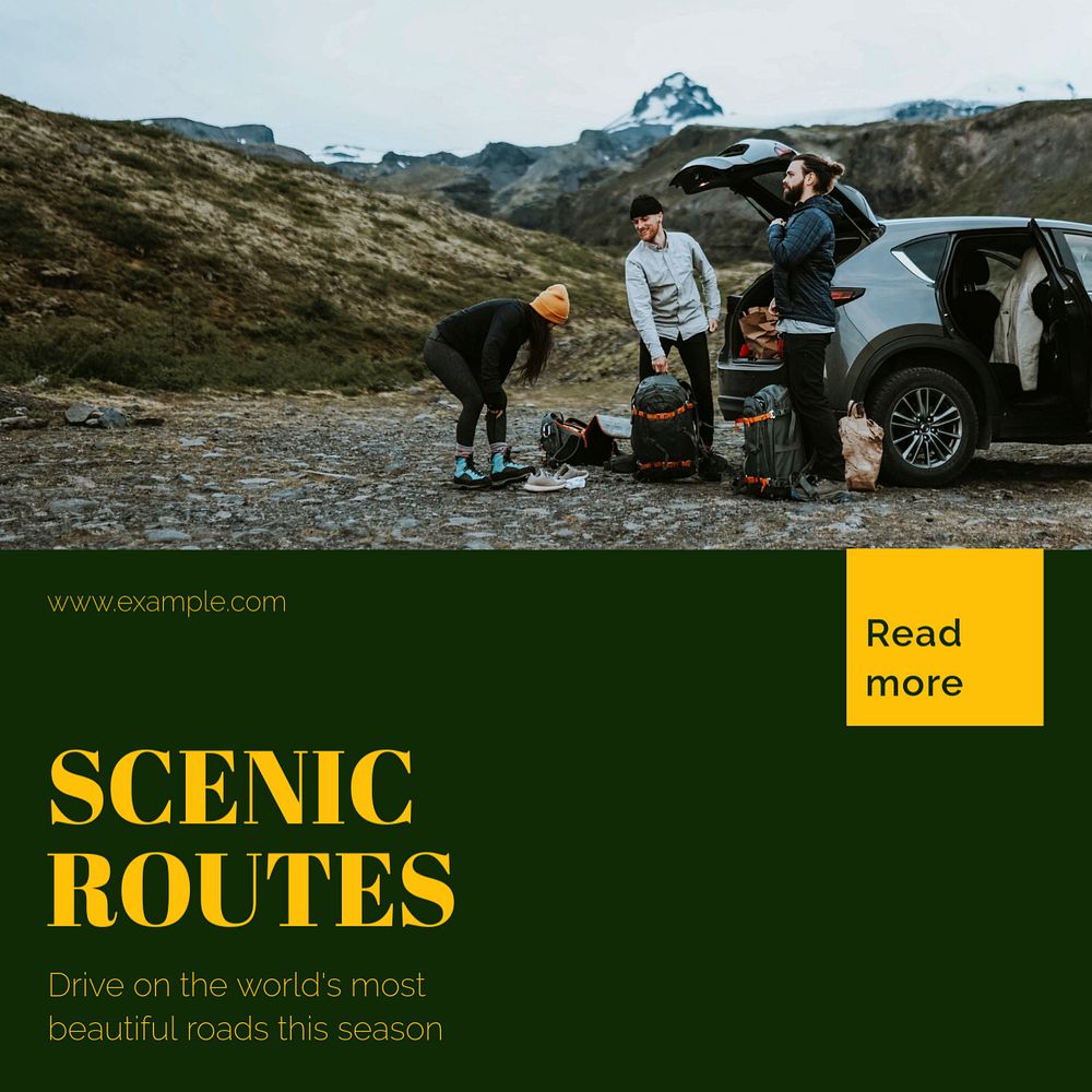 Scenic routes Instagram post template, editable text