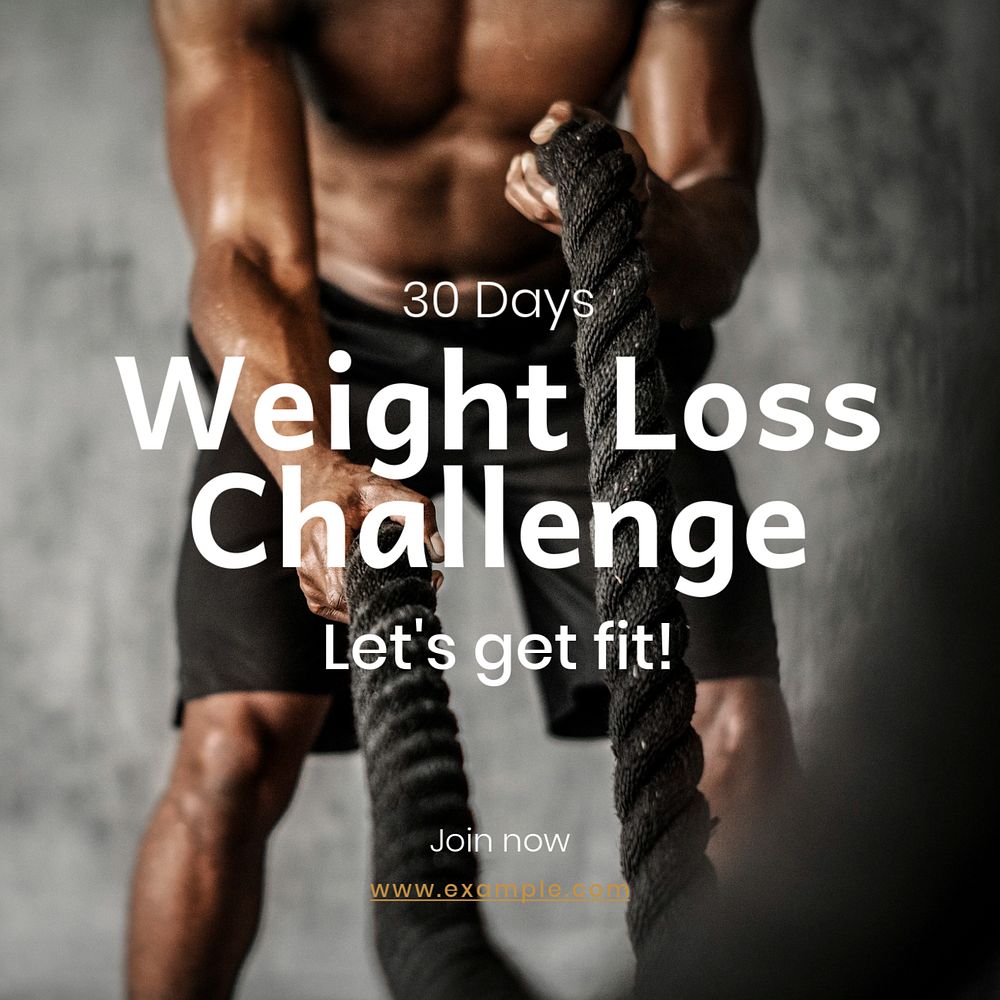 Weight loss challenge Instagram post template, editable text