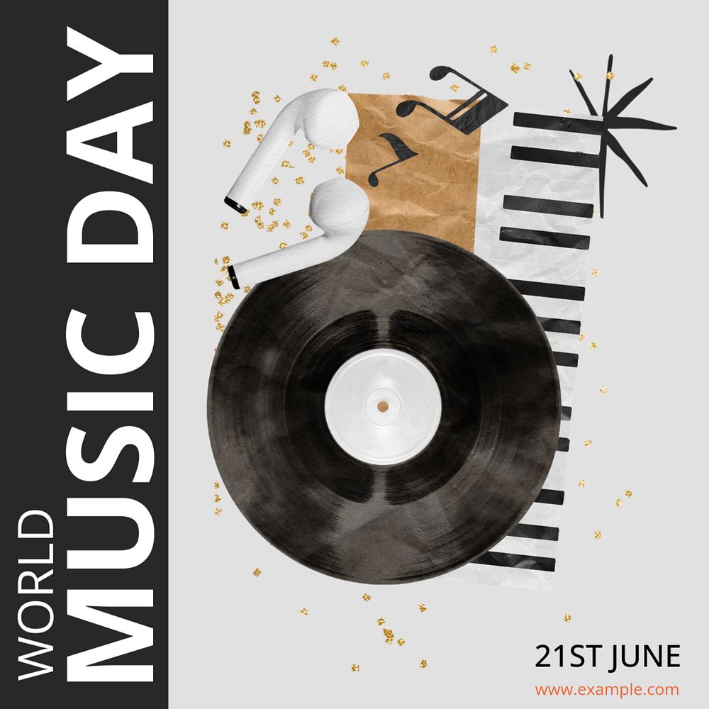 Music day Instagram post template, editable text