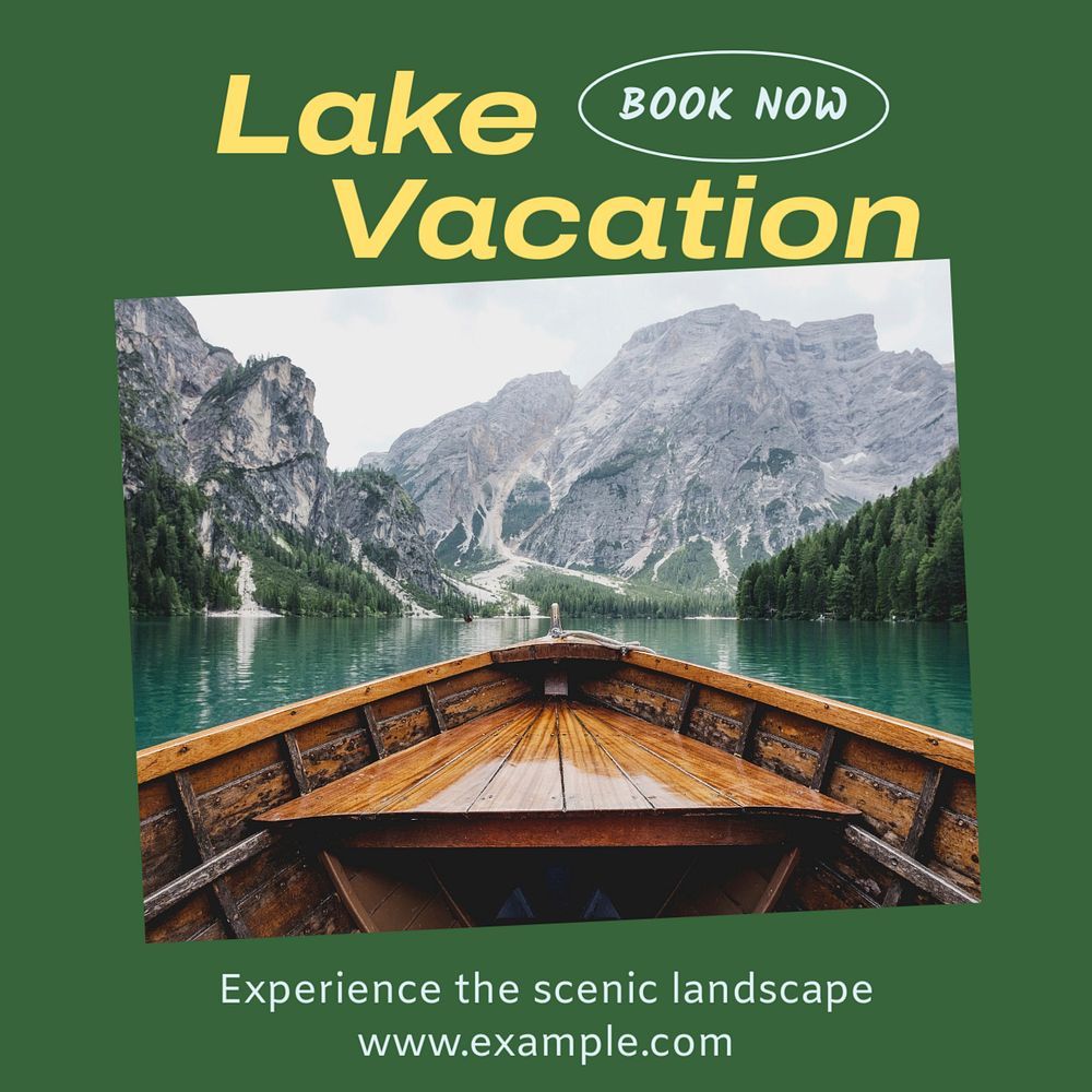 Lake vacation Instagram post template, editable text