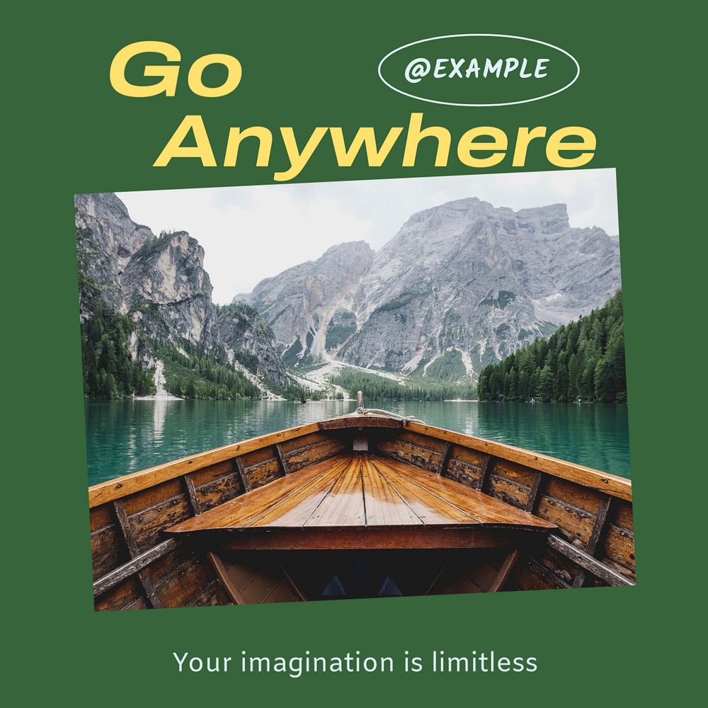 Go anywhere Instagram post template, editable text