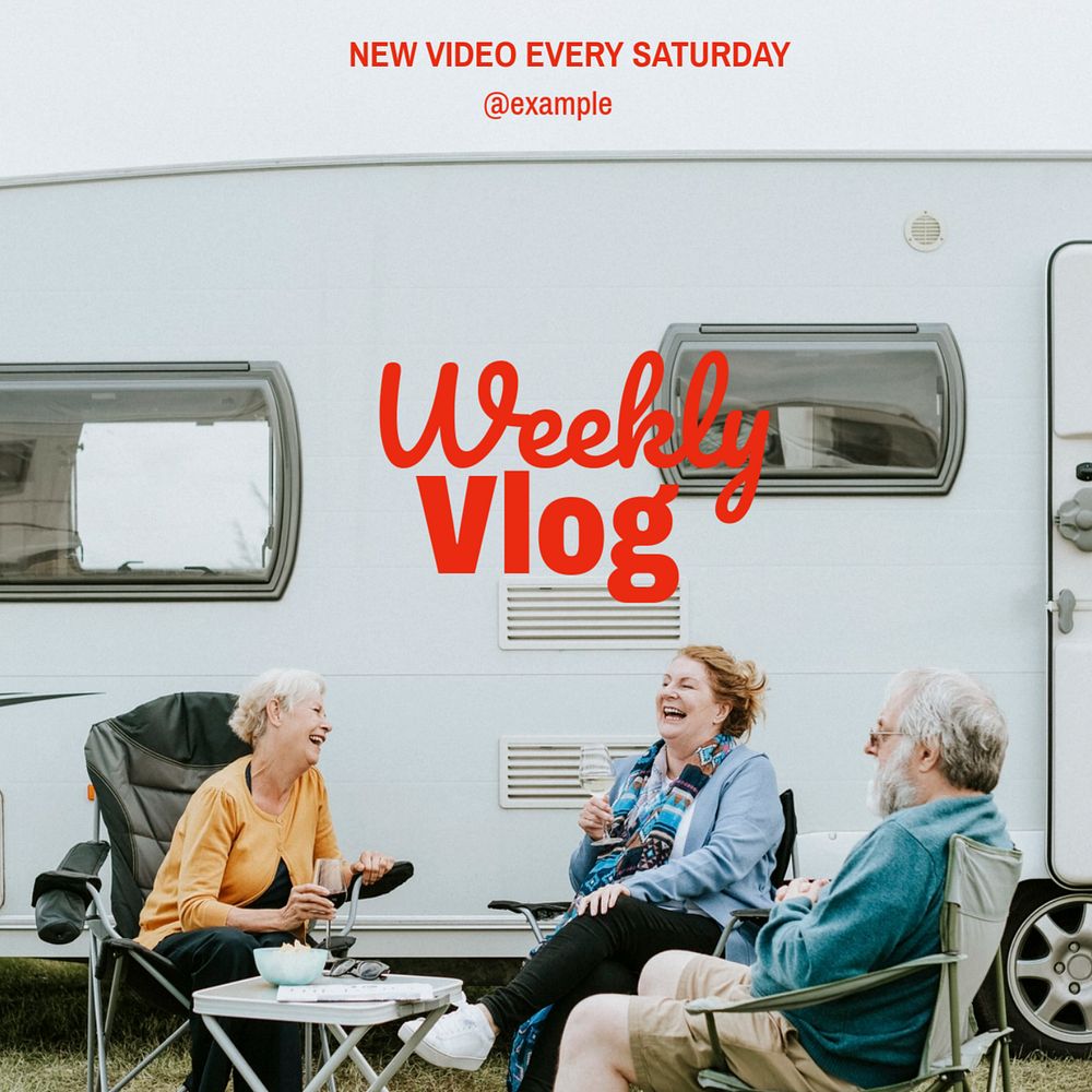 Weekly vlog Instagram post template, editable text