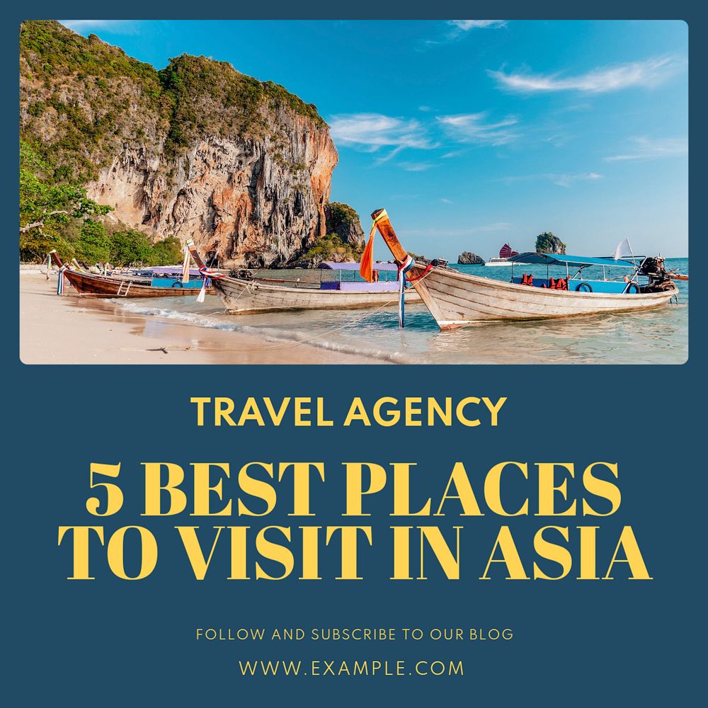 Travel Asia Instagram post template, editable text