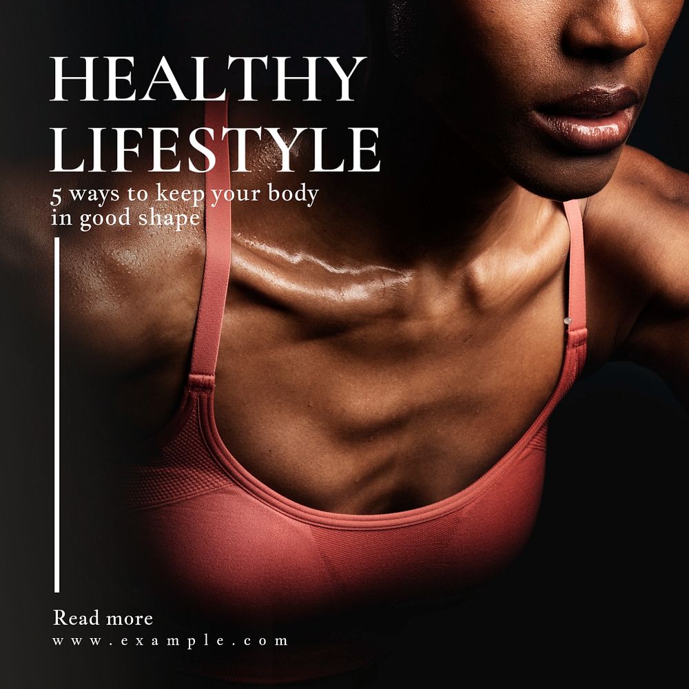 Healthy Lifestyle Instagram post template, editable text