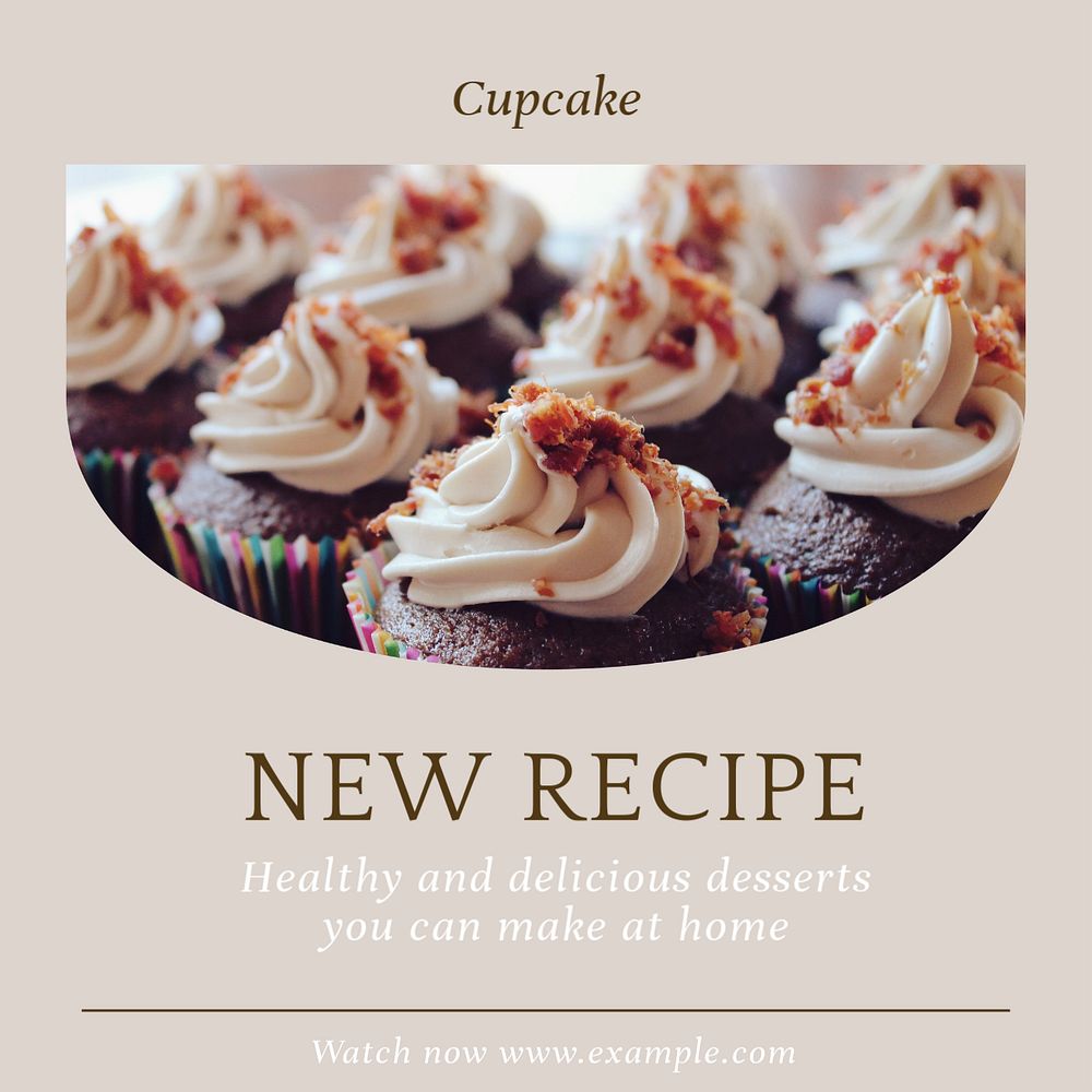 New recipe Instagram post template, editable text