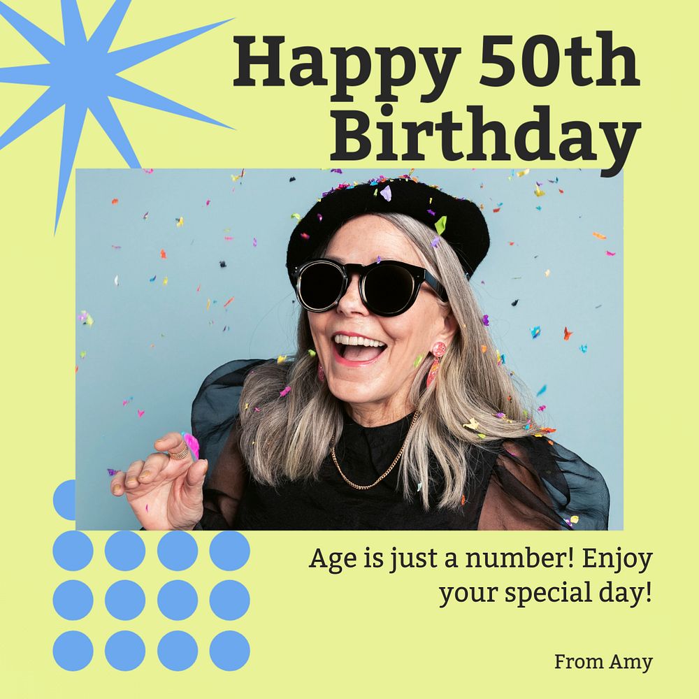 Happy birthday Instagram post template, editable text