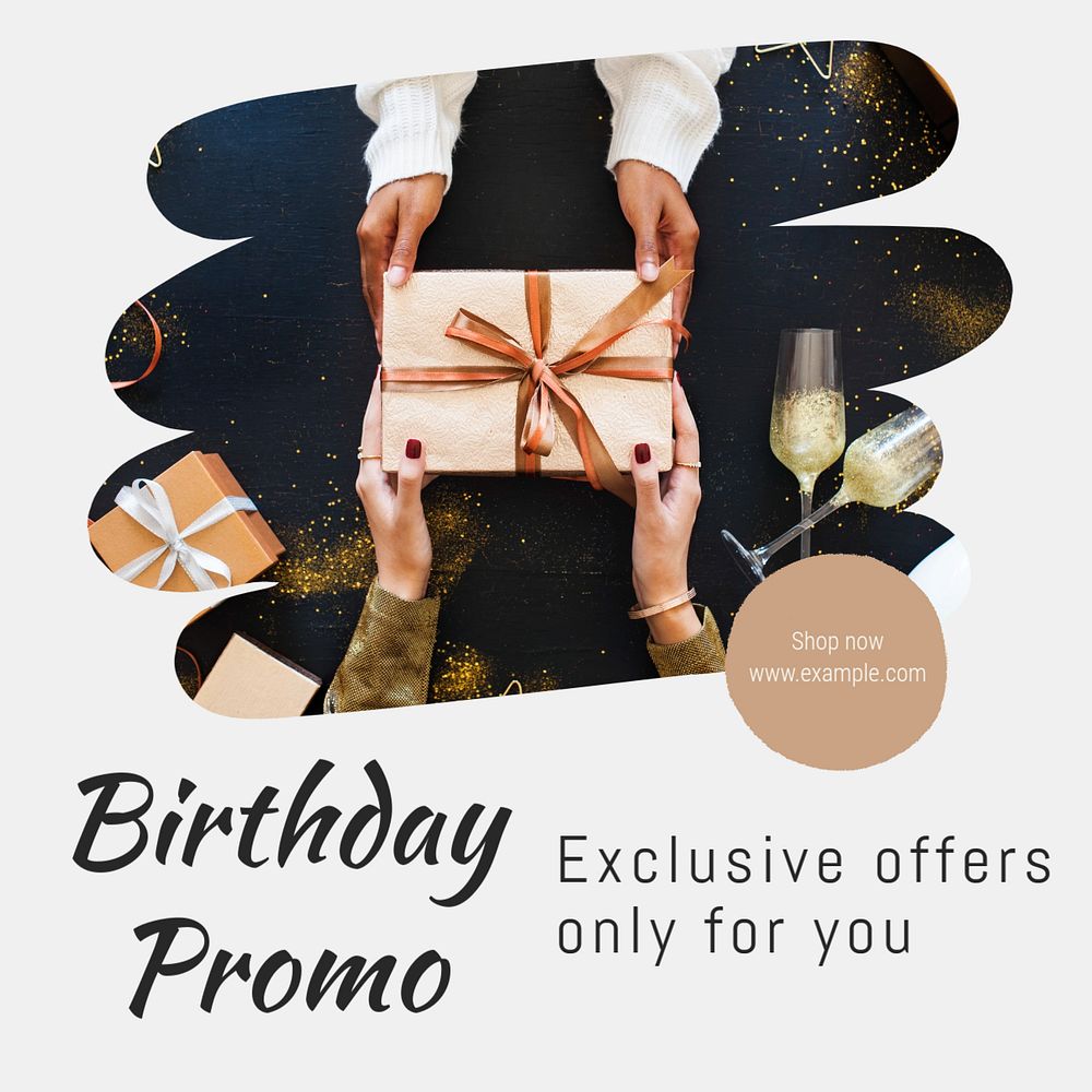 Birthday promo Instagram post template, editable text