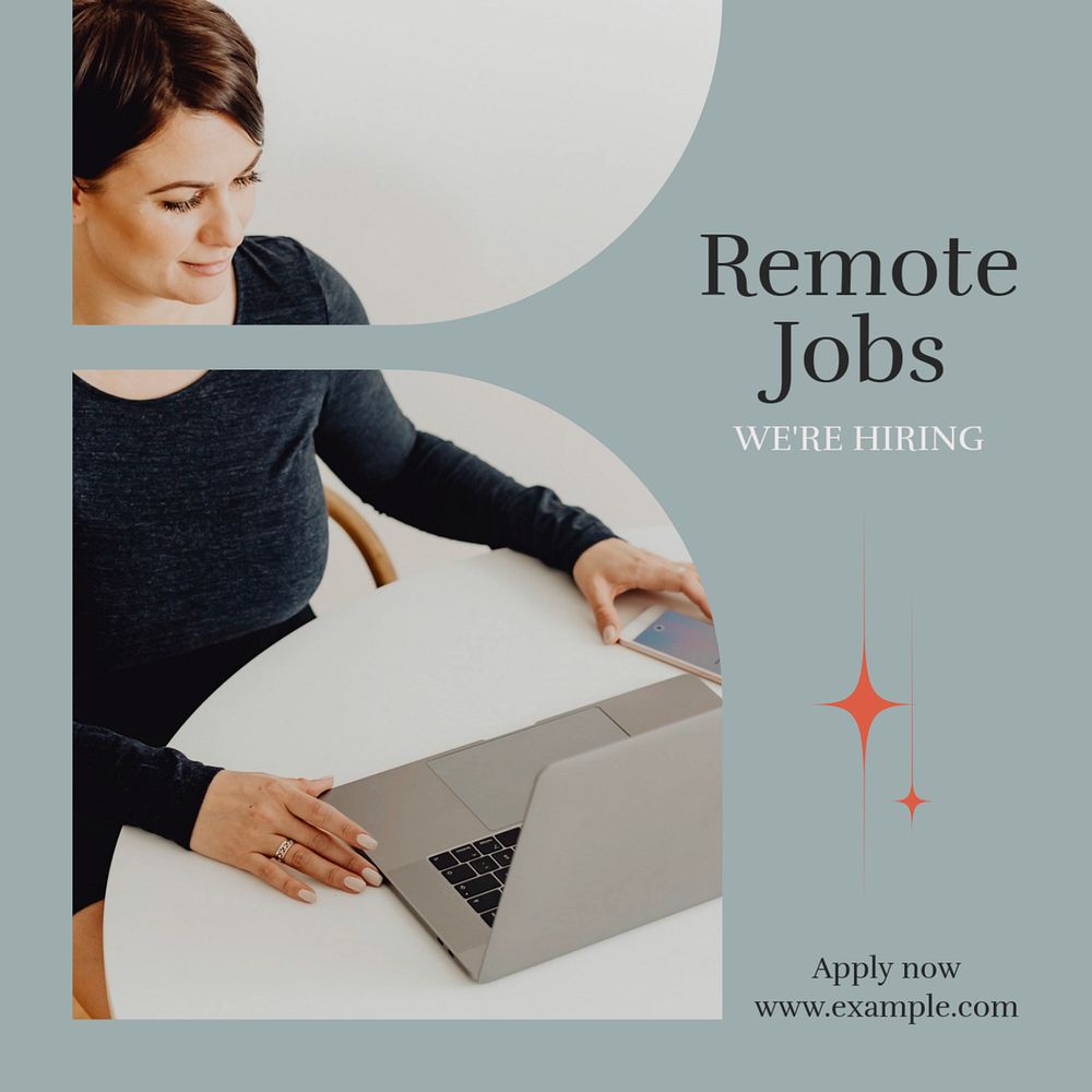 Remote jobs Instagram post template, editable text