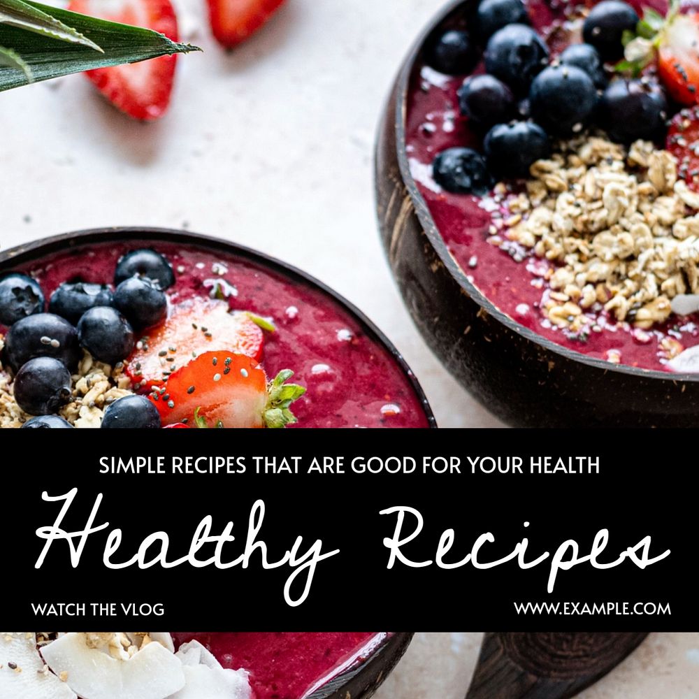 Healthy recipes Instagram post template, editable text