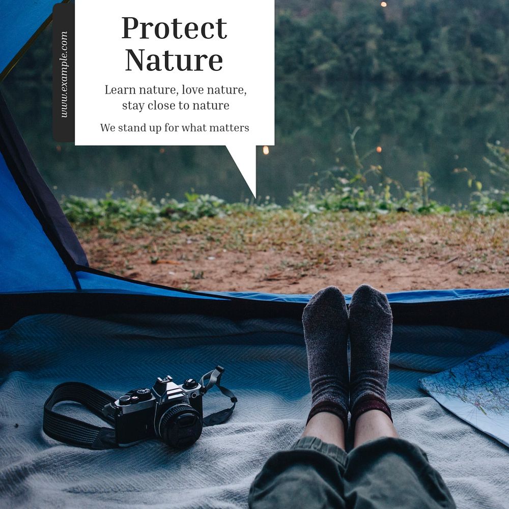 Protect nature Instagram post template, editable text