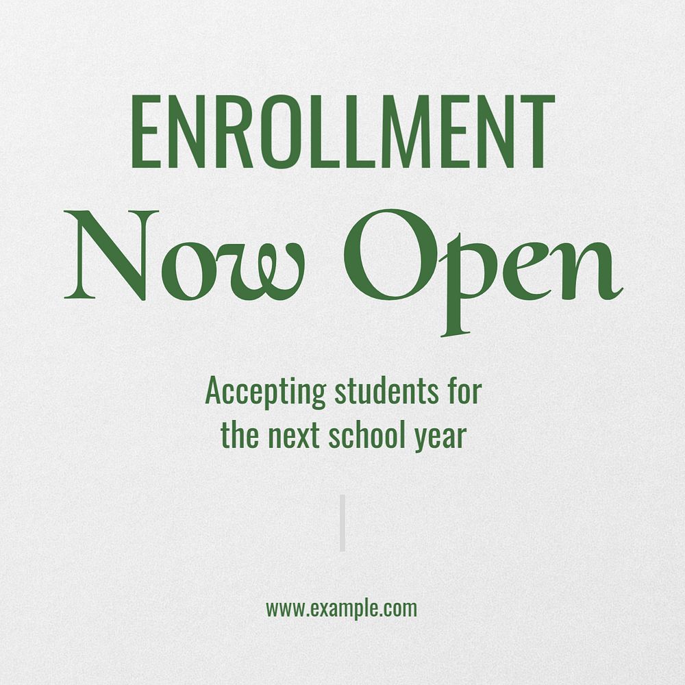 School Student enrollment Instagram post template, editable text