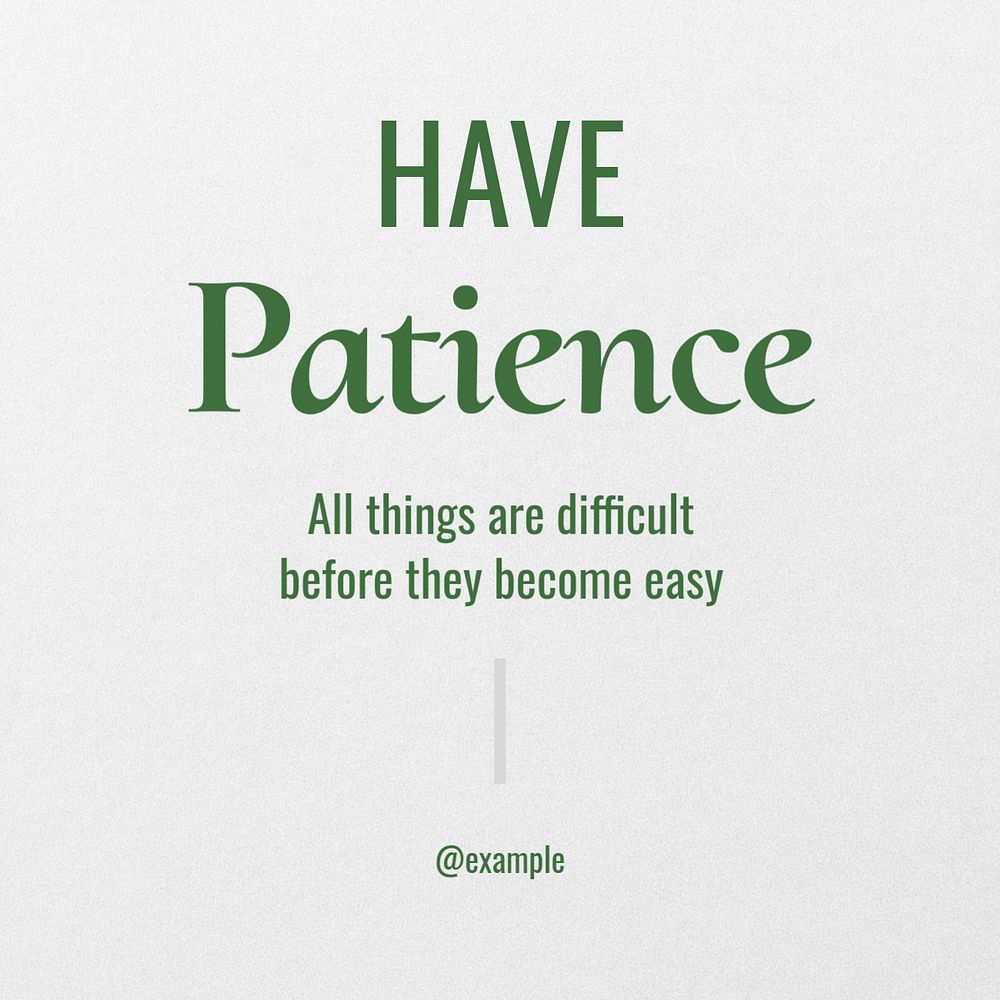 Patience & positivity Instagram post template, editable text