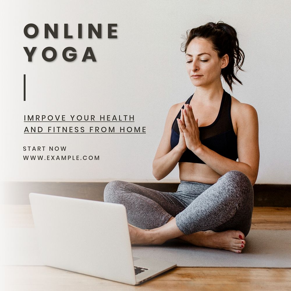 Online yoga Instagram post template, editable text