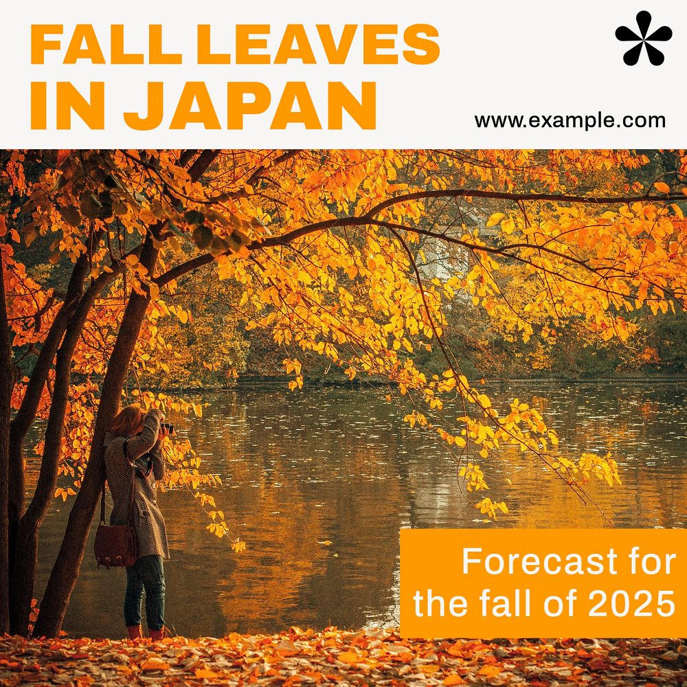 Japan fall leaves Instagram post template, editable text