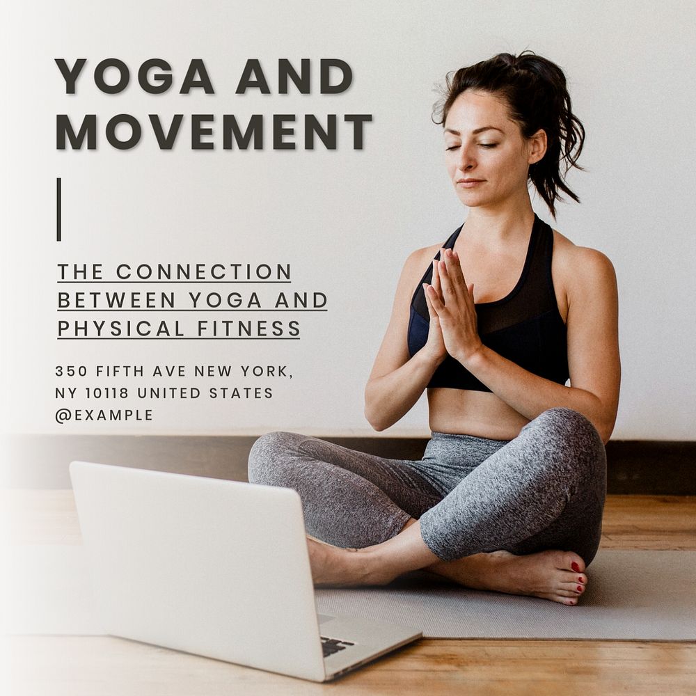 Yoga and movement Instagram post template, editable text