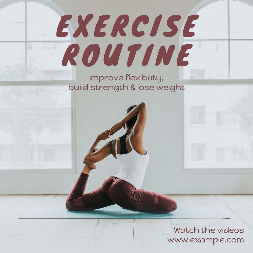 Exercise routine Instagram post template, editable text